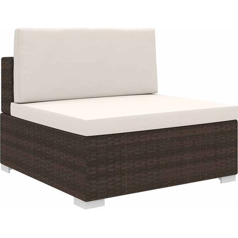 Sofá modular central con cojines ratán sintético marrón vidaXL (1/5)
