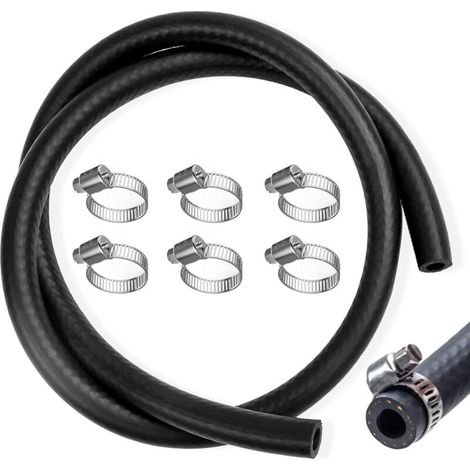 Juego de mangueras de combustible, 1 metro Ø 8 mm, línea de combustible con 6 abrazaderas, línea de combustible, manguera de gasolina para coche, motocicleta, tractor, motores pequeños (1/4)