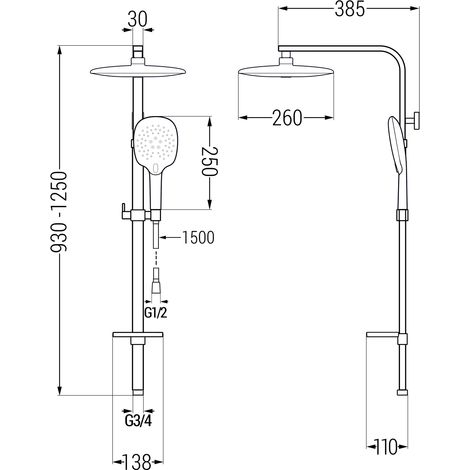 Mexen Q22 colonna doccia, nera - 798222295-70 (1/2)