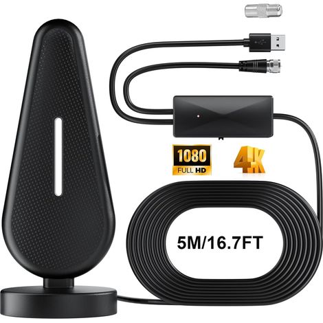 Antenne TV Intérieure Puissante - Optimisée pour 720p, 1080p, 4k - Réception Exceptionnelle des Chaînes TNT en Intérieur pour Une Expérience TV Impeccable (1/5)