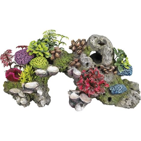 Nobby Aqua Ornaments - Corallo con Piante, 28 x 12 x 13,5 cm, 1 Pezzo (1/3)
