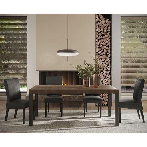 Table à manger moderne bois et pied métal 190cm EZE (1/4)