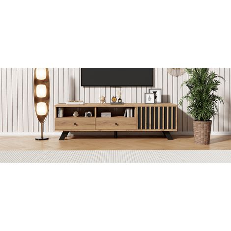 Armoire pour téléviseur de 150×38×44 cm. Petite étagère pour le téléviseur. L’armoire est dotée de 2 compartiments. Il s’agit d’une armoire à deux niveaux (1/5)