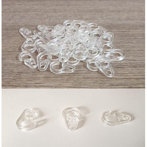 50 crochets de rideau renforcés, jonction sur crochets canards pour anneaux bois fer rail à appliquer sur la bande de sangle d'éléphant tendon de camion en plastique (transparent) (1/4)