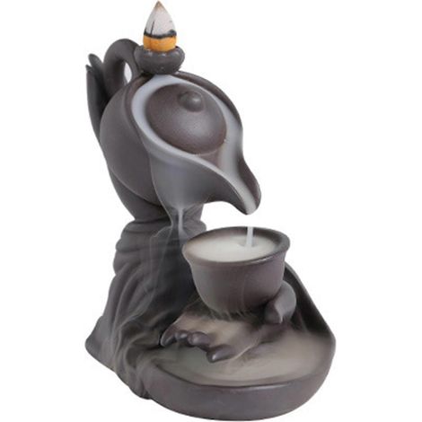Brûleur d'encens à reflux Main de Bouddha - Décoration intérieure polyvalente - Accessoire de méditation et de yoga - Noir (1/5)