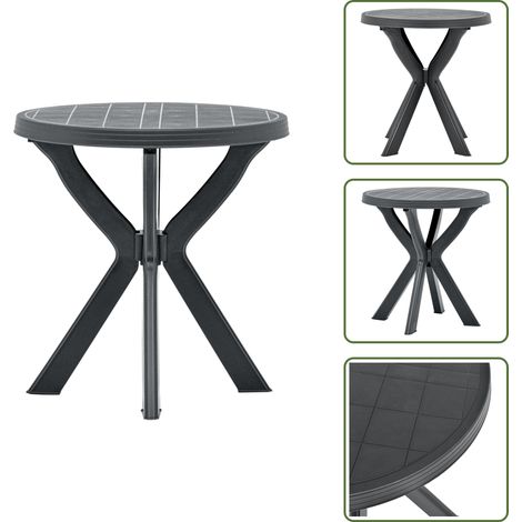 Table de bistro Anthracite Ø70 cm Plastique - Table De Jardin - Table Bistrot - Mobilier De Jardin - Table Extérieure - Table Résistante Aux Intempéries