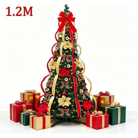 Arbre de Noë 1,2 m, Sapin de Noël Lumineux, Sapin de Noël Pliable, Sapin de Noël Artificiel, Décorations de Noël (1/5)