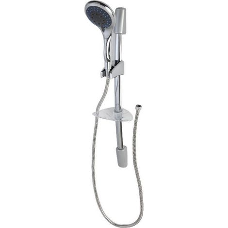 Schiebe-Duschstange mit 5-Funktions-Duschkopf, Chrom-Finish, für Badewanne und Dusche (1/2)