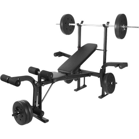FLASIDU  Banc de Musculation Multifonction 4-en-1 - Charge 363kg, avec Rack, Curl Biceps et Appareil de Jambes, Structure Robuste, pour Débutants et Intermédiaires