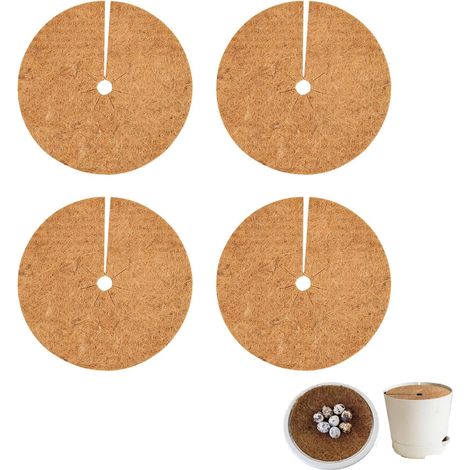 Set of 4 Round Coconut Discs, 30 cm, Coconut Disc Protection for Plants, Coconut Plant Mats, Natural Coconut Fibre Material, Natural Degradation (1/5)