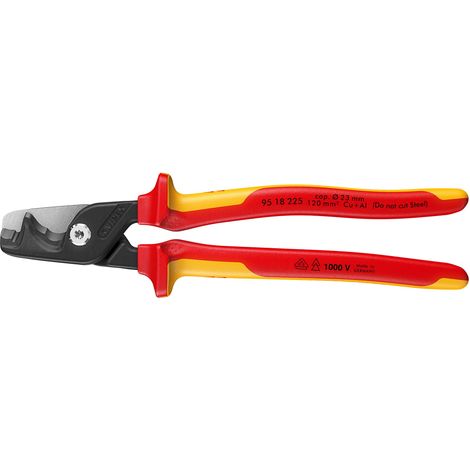 KNIPEX 95 18 225 SB StepCut® XL Kabelschere mit Stufenschnitt isolierender Mehrkomponenten-Griff, VDE-geprüft brüniert 225 mm (1/6)