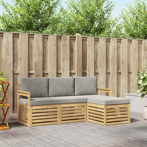 vidaXL Outdoor-Sofagarnitur 4 pcs Weiß und Hellgrau (1/5)