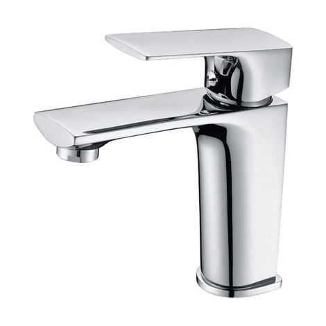 Rubinetto per lavabo monocomando da bagno cromato - Installazione semplice per acqua calda/fredda con beccuccio corto BDI017-1 (1/2)