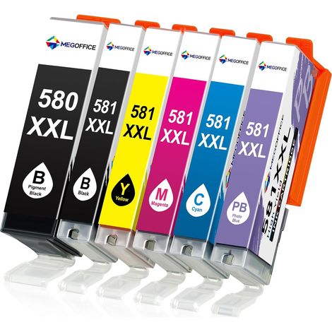 Cartouche d'encre 580 581 XXL Compatible avec Canon PGI-580 CLI-581 6-Pack (1/5)