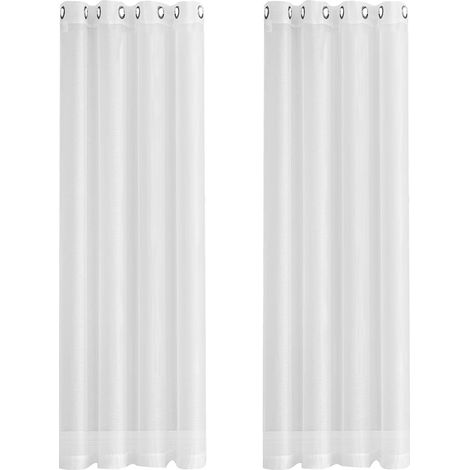 Tissu pour rideaux en 2 pièces, moderne, simple, imperméable, uni, transparent, perforé, résistant au soleil, anti-UV (1/5)