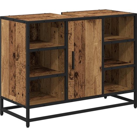 Maison Exclusive - Badezimmerschrank mit Tür Altholz 80 x 33 x 60