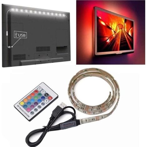 Bande LED 5050 2M USB avec télécommande 24 touches (1/4)