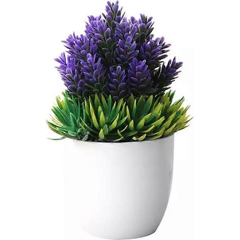 Plantes artificielles en plastique 18x28cm avec potbleu (1/5)