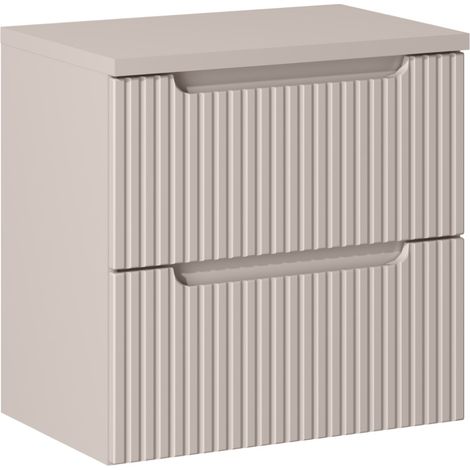 Meuble suspendu sous vasque avec plan 2 tiroirs NOVA cachemire 60 cm (1/5)