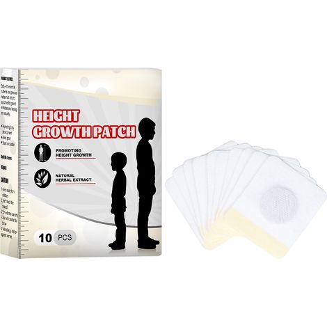 Boîte de 10 patchs pour adultes et enfants, favorisant la croissance et la prise de taille, et procurant une stimulation par acupression des pieds.