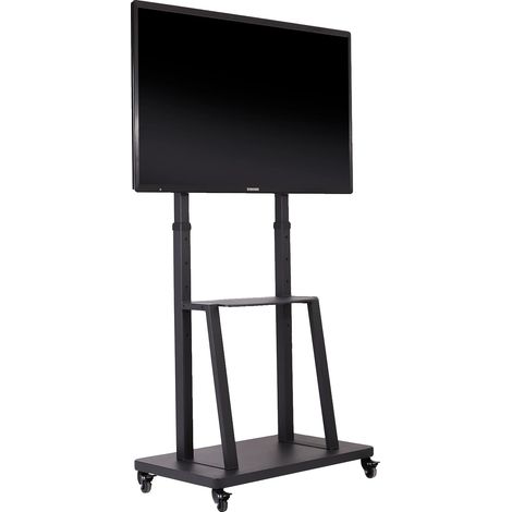 Support de télévision sur pied, hauteur réglable, design roulant, noir (1/2)