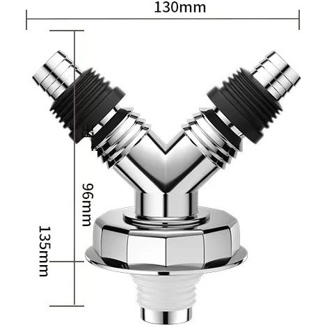 (Y-tee)Washing Machine Floor Drain Joint Double Purpose Pipe Connector Dishwasher Universal Hose Adapter Disposer Trap Tool (1/4)