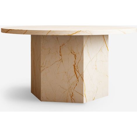 Tavolino basso rotondo contemporaneo 80cm da salotto effetto marmo Deki