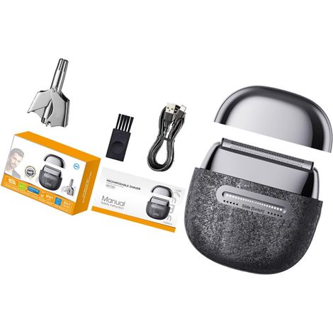 Rasoir électrique portable pour barbe et nez - Texture ABS - Manipulation confortable - Pour les voyages et le toilettage à la maison (1/5)