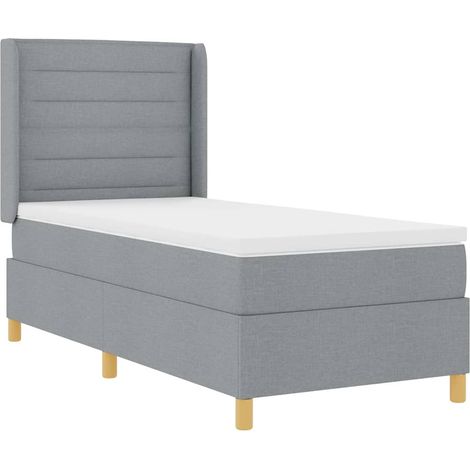 vidaXL Box Spring Bed with Mattress Light Grey 100x200 cm Fabric (1/5)
