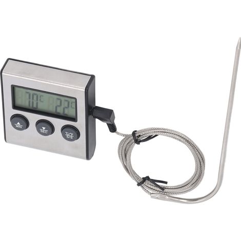 Thermomètre de cuisson numérique avec sonde pour four, grillade et barbecue, minuterie et température préprogrammée, écran digital précis pour cuisine et rôtisserie (1/5)