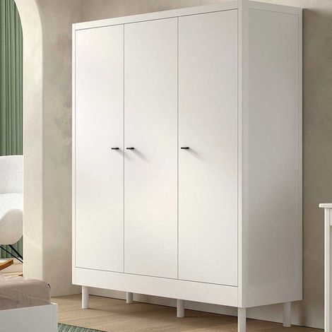 Armoire Forrest - 3 portes - bois de hêtre massif - blanc