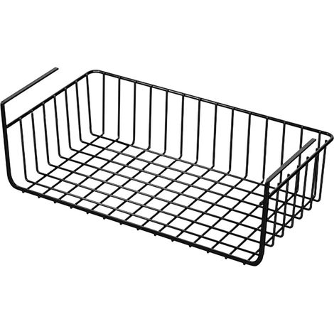 1 Panier De Rangement Sous étagère, Support Métallique Coulissant, Organisateur En Fer Noir 26x22cm Pour Cuisine