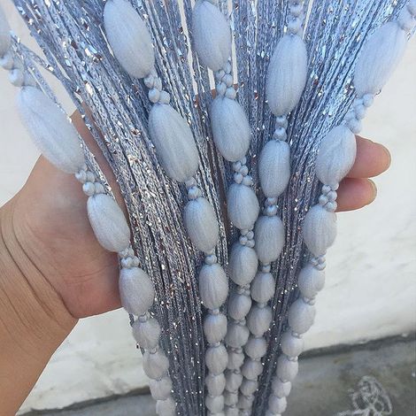 Rideau à fils - Protection contre les insectes - Porte de balcon - Rideau à perles pour extérieur - Pour portes - ' x 200 cm - Gris - 1 pièce (1/5)