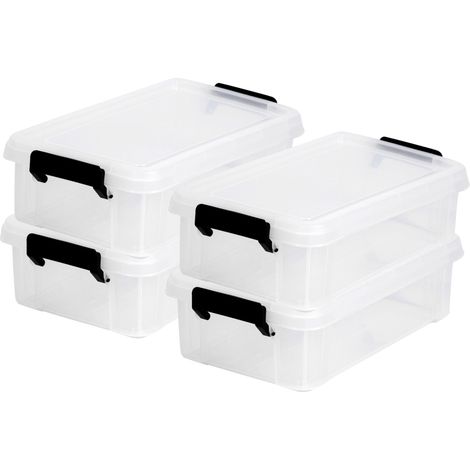 Iris Ohyama, Boîtes, Organisateur de rangement Plastique, Multifonction, 4 L, Couvercle, Poignée ergonomique, Bureau, Chambre, Salon - DDMBX-4 - Transparent