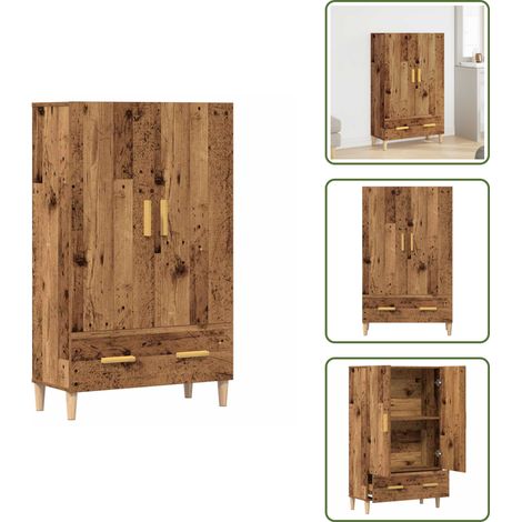 vidaXL Highboard Altholz-Optik 70x31x115 cm Holzwerkstoff (1/5)