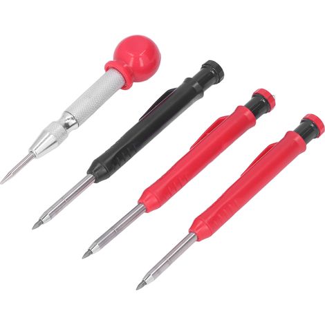 Lot de crayons de charpentier robustes avec recharges, pointeau, marqueur mécanique à long nez pour trous profonds (1/5)