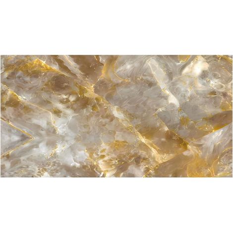 Trade Shop - Pannello Adesivo Effetto Marmo Perlato Dorato 120x300cm Pareti Paraschizzi Stanza -