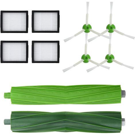 Replacement parts kit compatible with iRobot Roomba e/i series vacuums: 4 filters, 4 side brushes, 2 brushes – accessories for various models. i3/i3+/i4/i7/i7+/E5/E6/E7 (1/4)