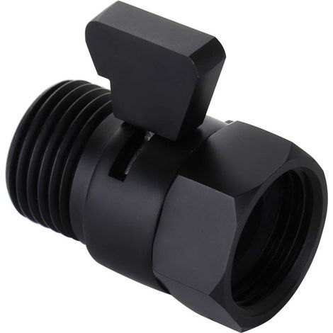 (Mattschwarz) Wasserdurchflussregler, Absperrventil aus gebürstetem Nickel für Handbrause, einstellbares Wasserdruck-Absperrventil, Standard-Messing-G1/2-Anschluss (1/4)
