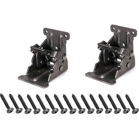 Bisagras autoblocantes, fijaciones para patas de soporte plegables, soporte de refuerzo para patas de banco de trabajo plegables, con 20 tornillos. (1/5)