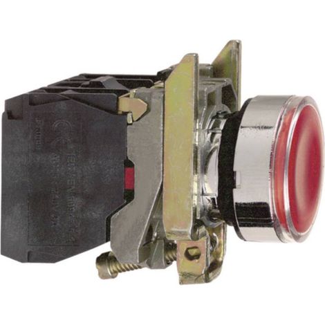 HARMONY XB4 - PULSANTE IN METALLO, PIATTO, ROSSO, RETROILLUMINATO A LED 24V, NA+NC (1/2)