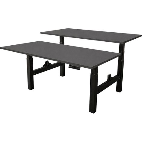 Scrivania doppia regolabile elettricamente - 160x80 cm - Due motori doppi - Nero / Antracite (1/5)