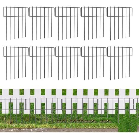 Lot de 10 clôtures barrières pour animaux, jardin décoratif 43x33 cm, piquets antirouille, chien et lapin (1/5)