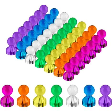 Tableau Blanc Aimants, Lot de 50 Aimants en Plastique 11 x 17mm Cônes, Adhésifs pour Tableau Magnétique, Panneau d'Affichage, Frigo (1/5)