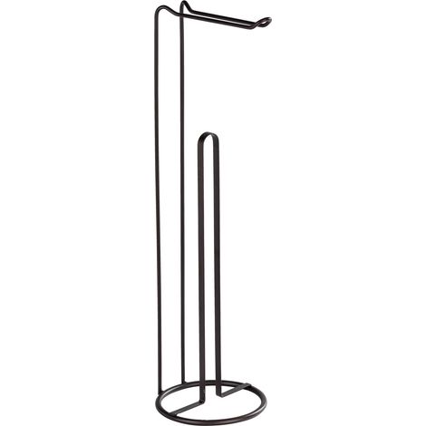 WENKO Stand Toilettenpapierhalter 2 in 1 Lugano, Schwarz, Stahl schwarz
