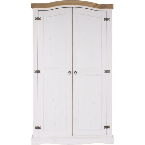 Corona White Washed & Waxed Effect Pine 2 Door Wardrobe (1/3)