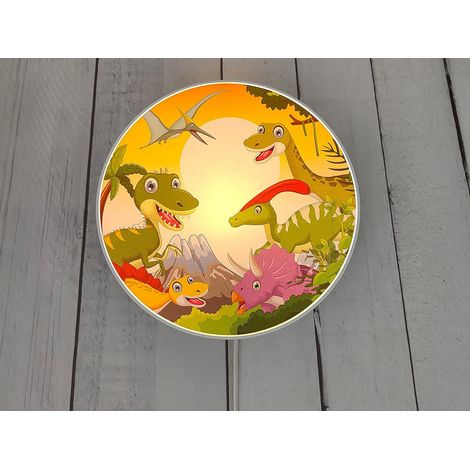 Kinderzimmer Wandlampe Dino Ø 25cm mit Schalter, Kabel, Stecker & E14 LED (1/5)
