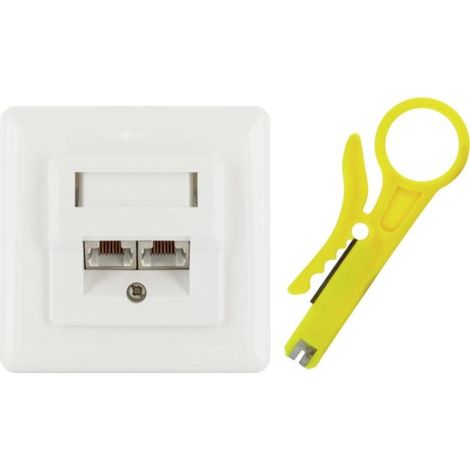 Schwaiger RJ-45 toma de red blanca doble puerto CAT 6