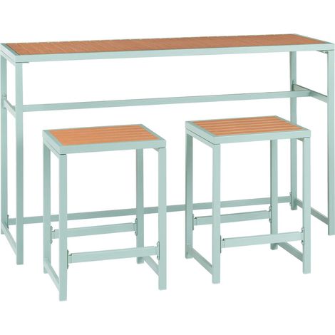 Ensemble de Bar de Jardin Moderne en Acier et Polywood 3 Pièces Intérieur Extérieur 2 Places Vert Clair Avetrana (1/5)