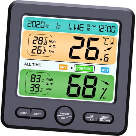 Wanduhr mit Thermometer und Hygrometer LCD Display mit
